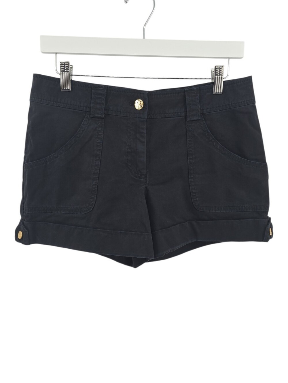 Tory Burch Cuffed Short in Black Size 6 Gold Branded Button Detail